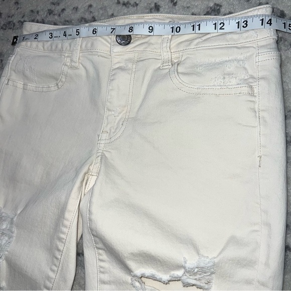 American Eagle Off-White Denim Super Stretch Ripped Jegging -size 4, Women’s - Picture 7 of 12